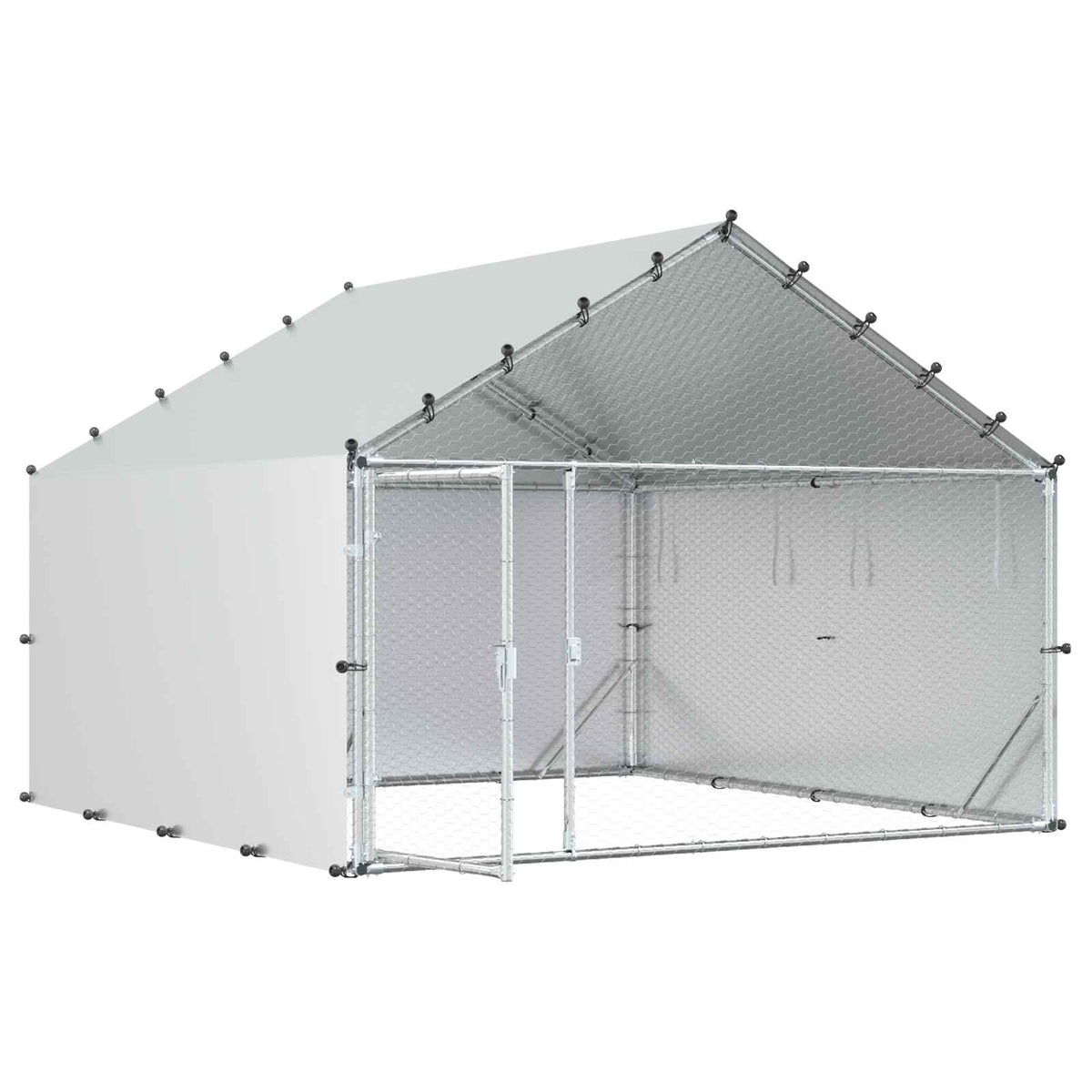 Hønsegård med tag Sølv 200 x 200 x 150 cm Galvaniseret stål
