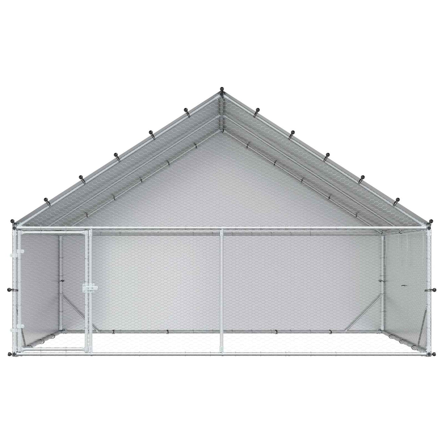 Hønsegård med tag Sølv 300 x 200 x 190 cm Galvaniseret stål