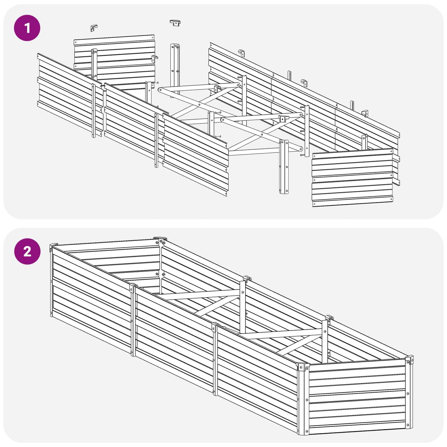 Hævet Havebed Sølv 240 x 40 x 24 cm galvaniseret