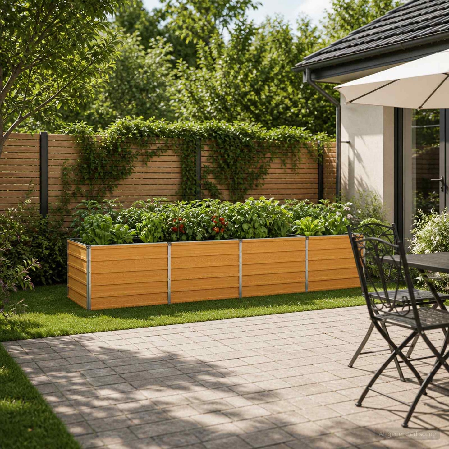 Hævet Havebed Naturfarvet 320 x 80 x 55 cm koldvalset stål