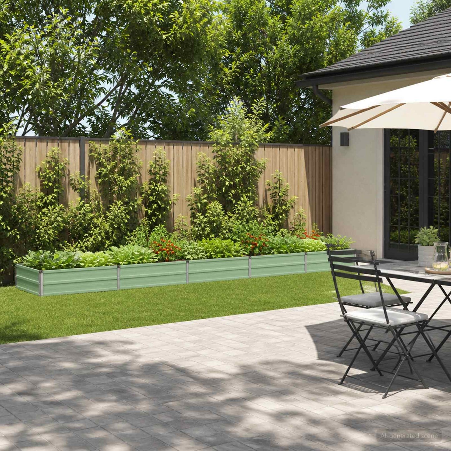 Hævet Havebed Pastel Grøn 400 x 80 x 24 cm koldvalset stål