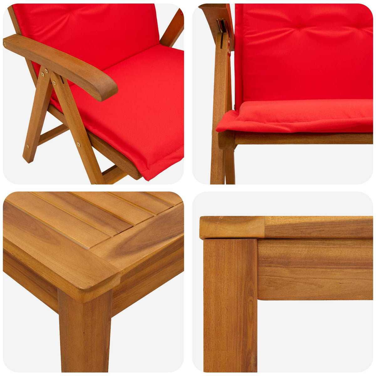 5-Piece Garden Dining Set Naturfarvet Massivt Akacietræ