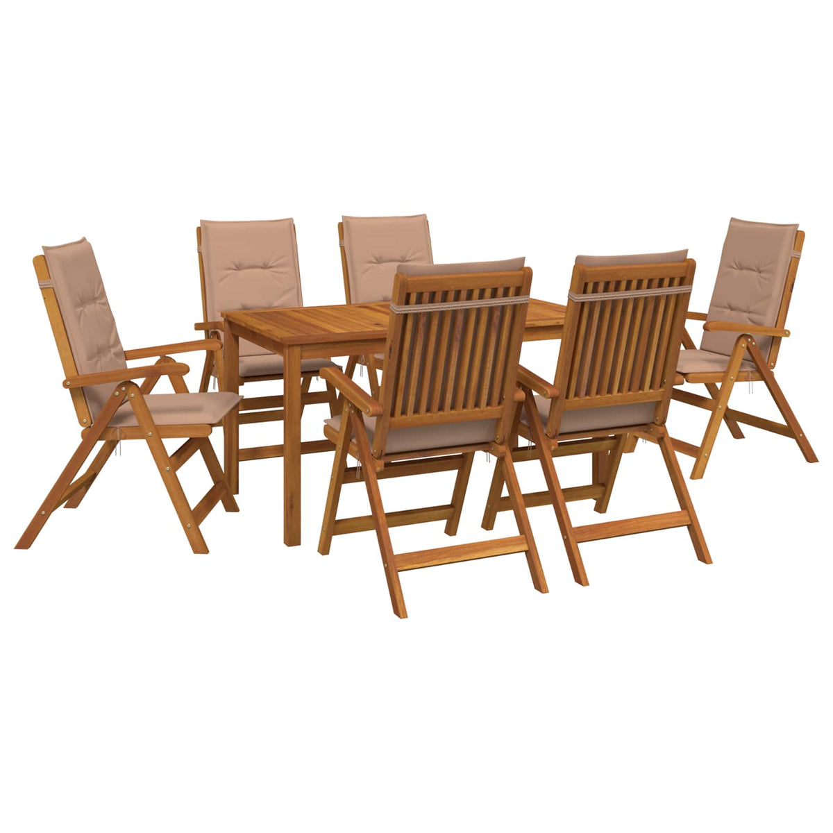 7-Piece Garden Dining Set Naturfarvet Massivt Akacietræ