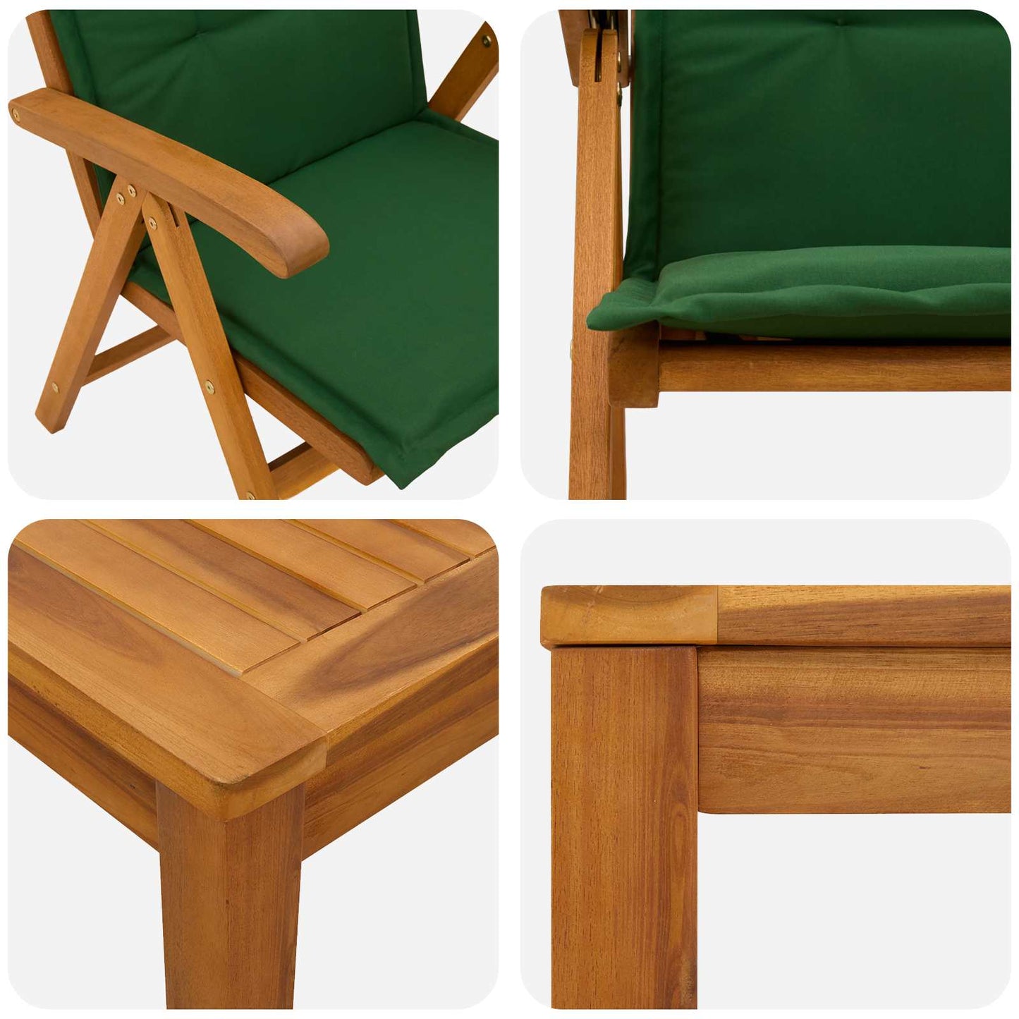Havesæt i 7 dele Naturfarvet Massivt Akacietræ