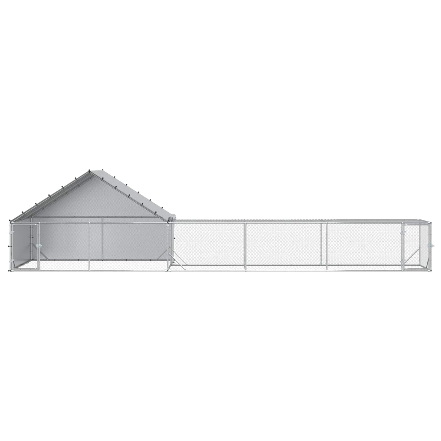Kyllingehus med Tag og Indhegning 2 stk. Sølv 8 x 2 x 1,9 m