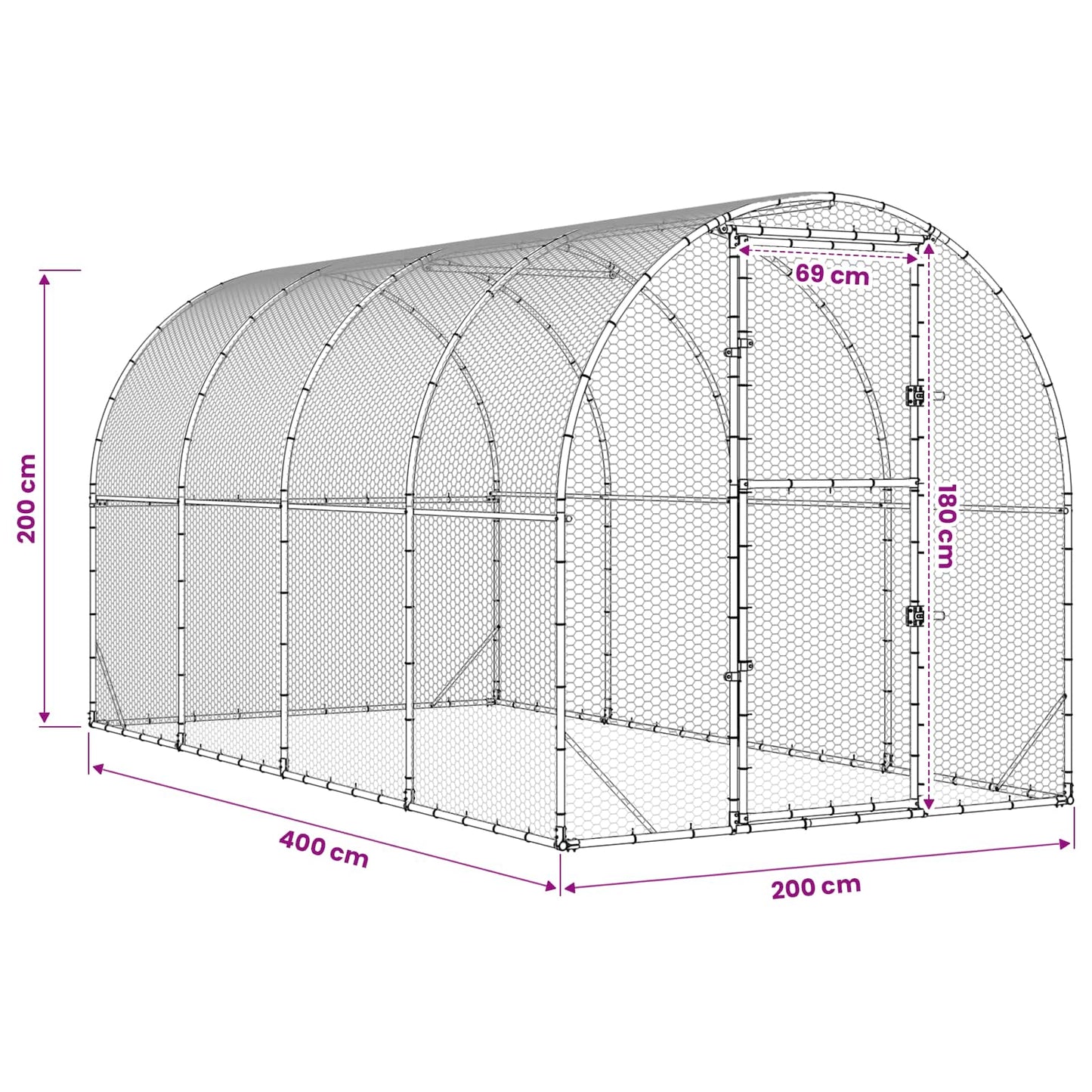 Kyllingehus Sølv 400 x 200 x 200 cm Galvaniseret stål