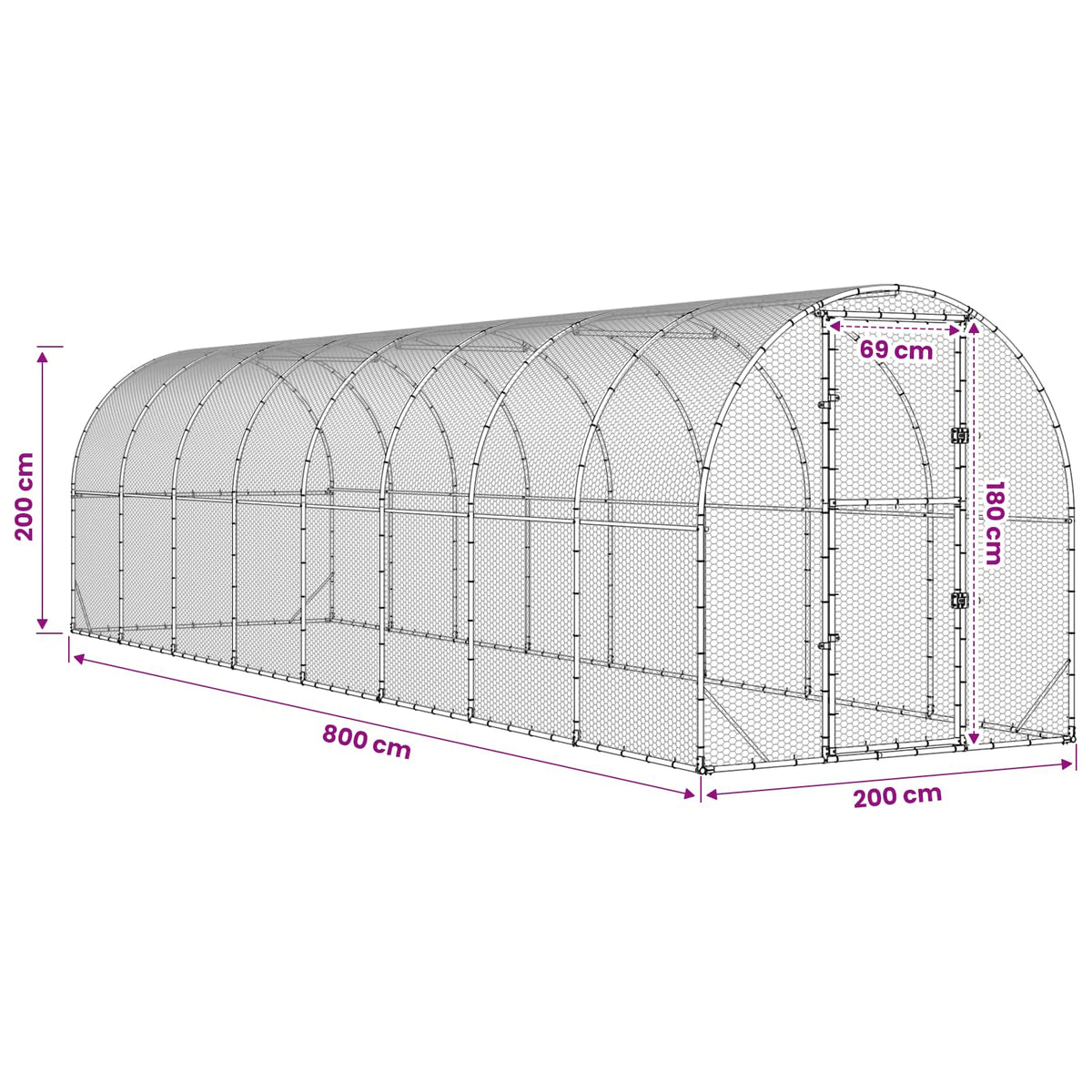 Kyllingehus Sølv 800 x 200 x 200 cm Galvaniseret stål