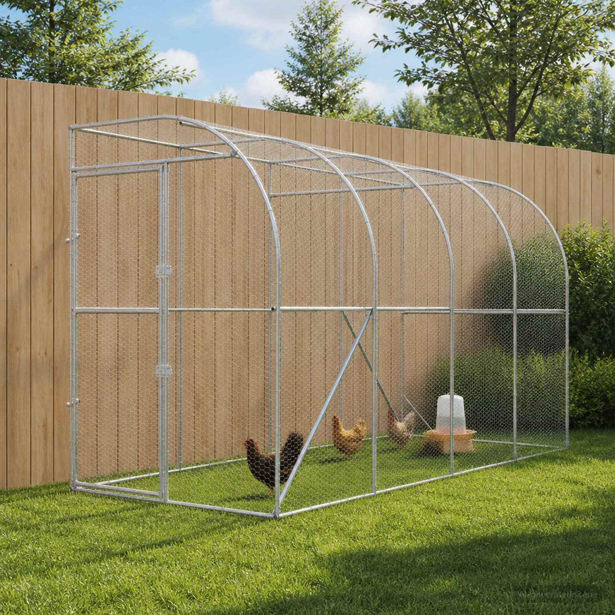Hønsehus Mod Væg Sølv 600 x 150 x 215 cm Galvaniseret stål