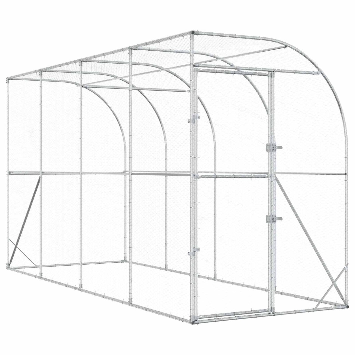 Hønsehus Mod Væg Sølv 600 x 150 x 215 cm Galvaniseret stål