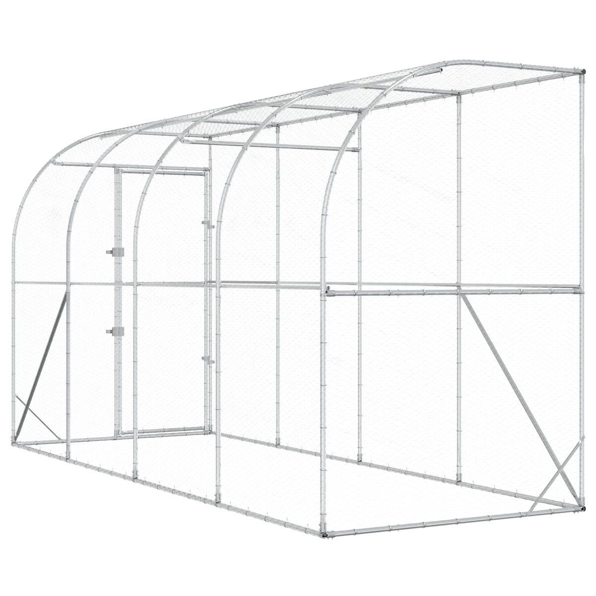 Hønsehus Mod Væg Sølv 600 x 150 x 215 cm Galvaniseret stål