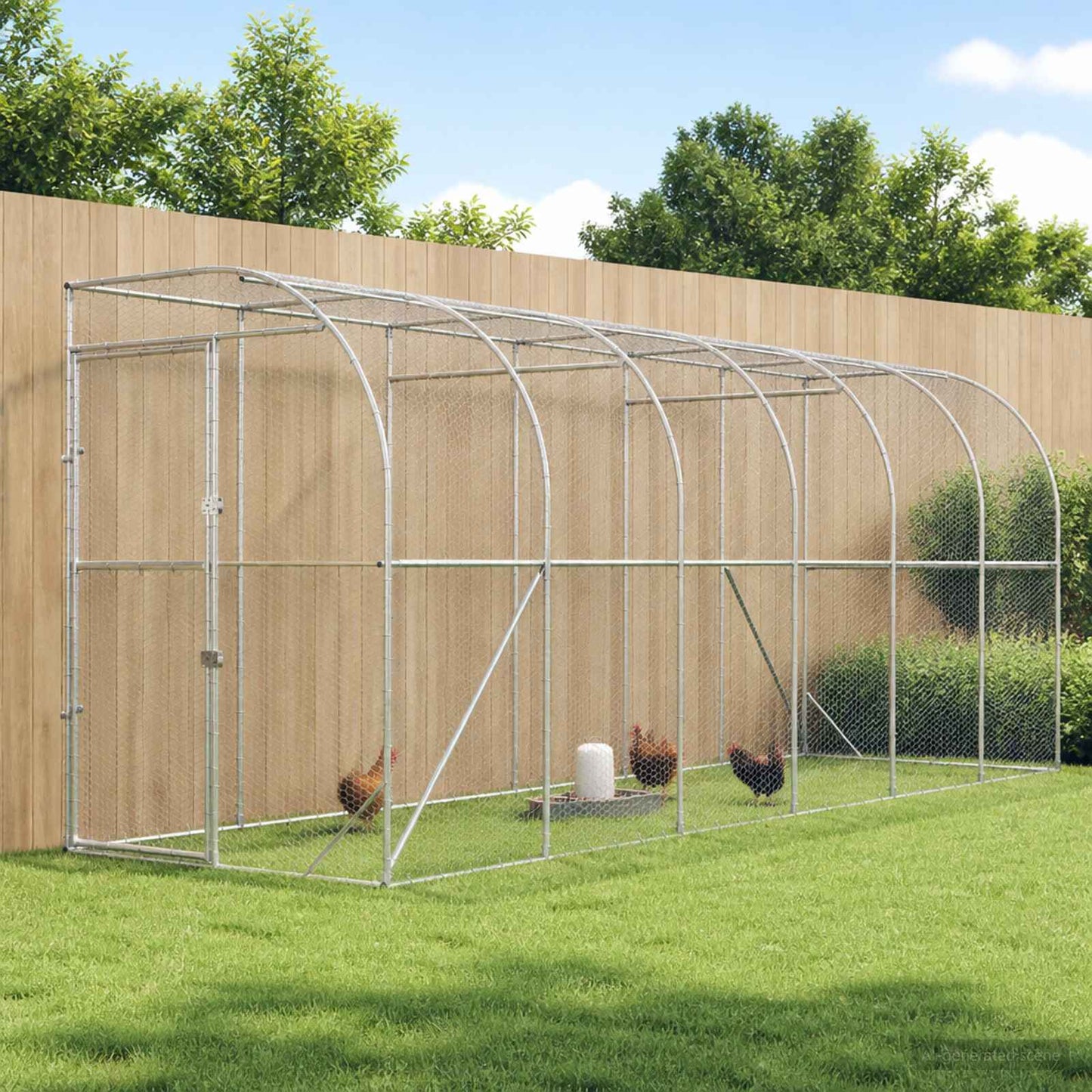 Hønsehus Mod Væg Sølv 600 x 150 x 215 cm Galvaniseret stål