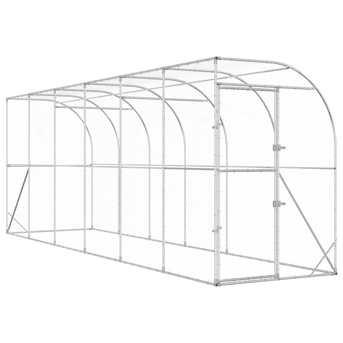 Hønsehus Mod Væg Sølv 600 x 150 x 215 cm Galvaniseret stål