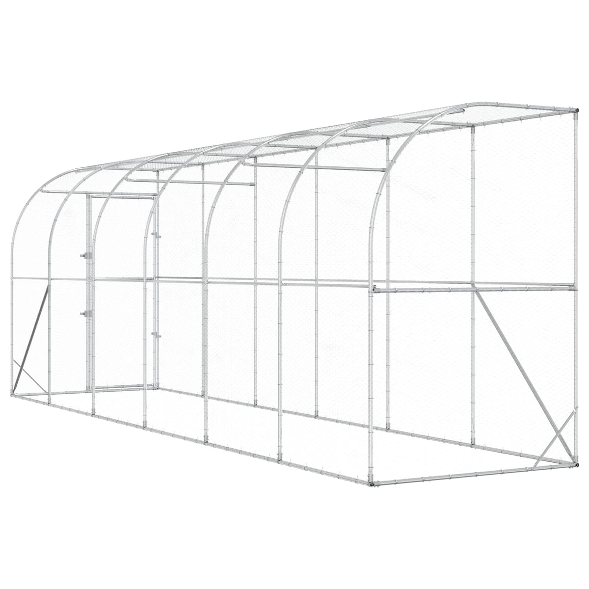 Hønsehus Mod Væg Sølv 600 x 150 x 215 cm Galvaniseret stål