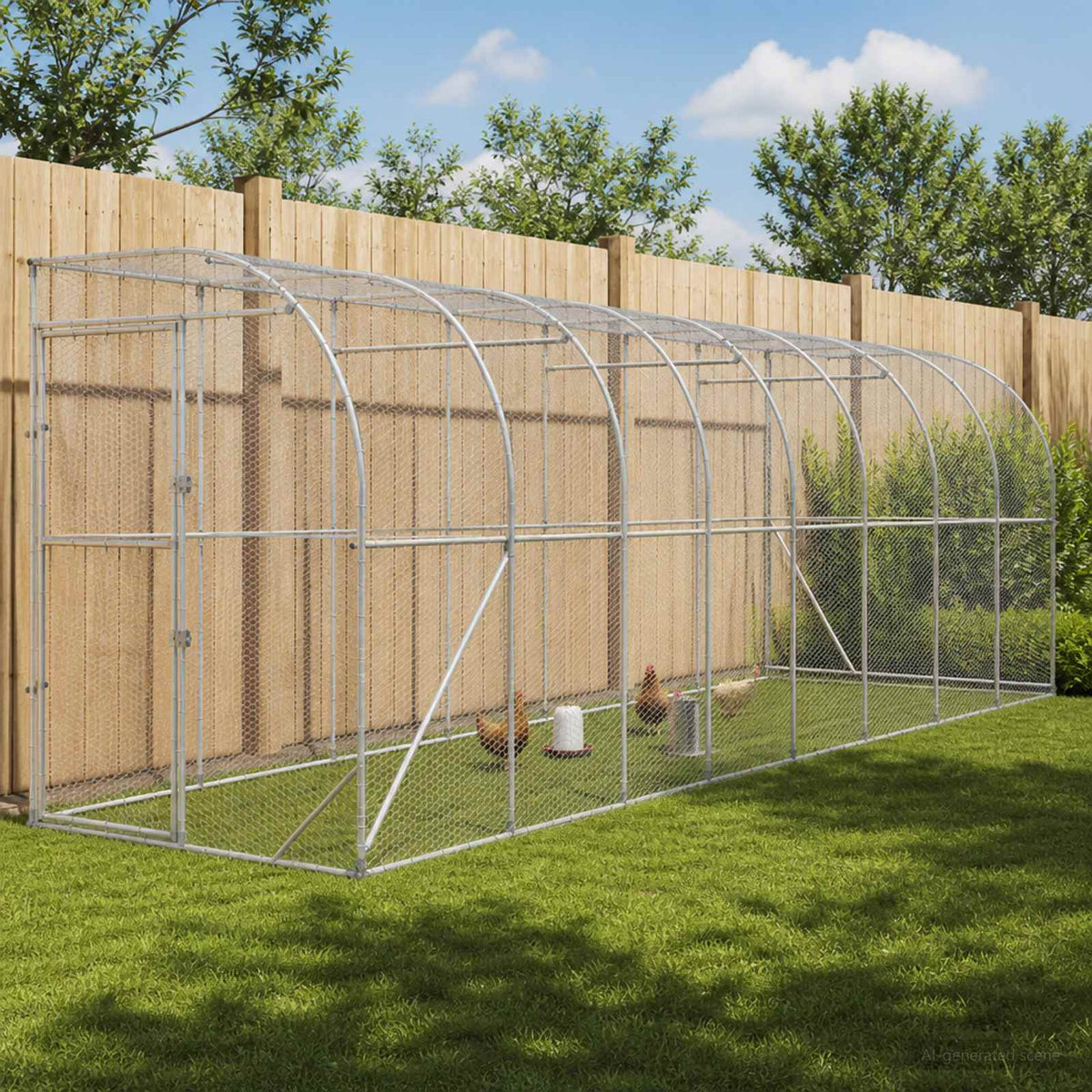 Hønsehus Mod Væg Sølv 600 x 150 x 215 cm Galvaniseret stål