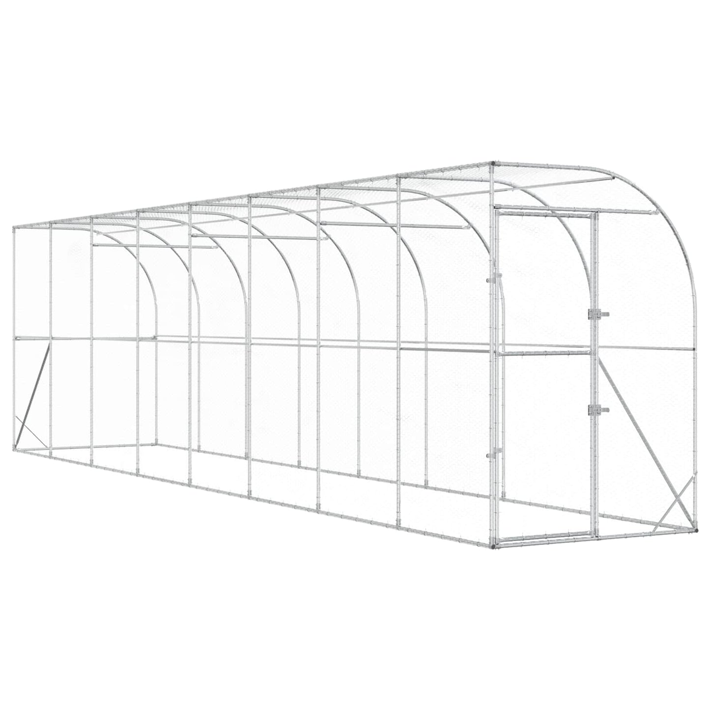 Hønsehus Mod Væg Sølv 600 x 150 x 215 cm Galvaniseret stål