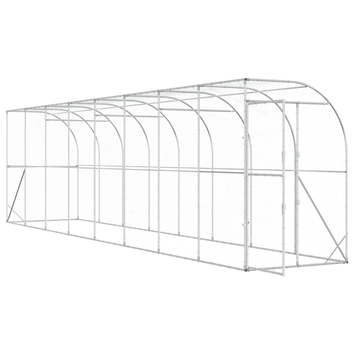 Hønsehus Mod Væg Sølv 600 x 150 x 215 cm Galvaniseret stål