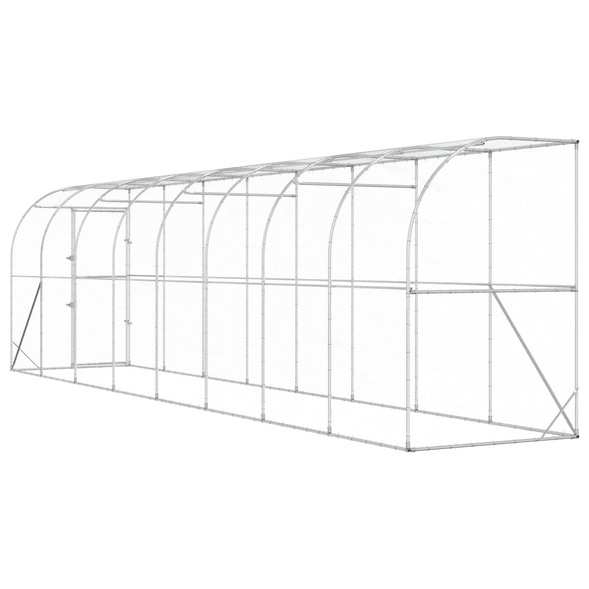 Hønsehus Mod Væg Sølv 600 x 150 x 215 cm Galvaniseret stål