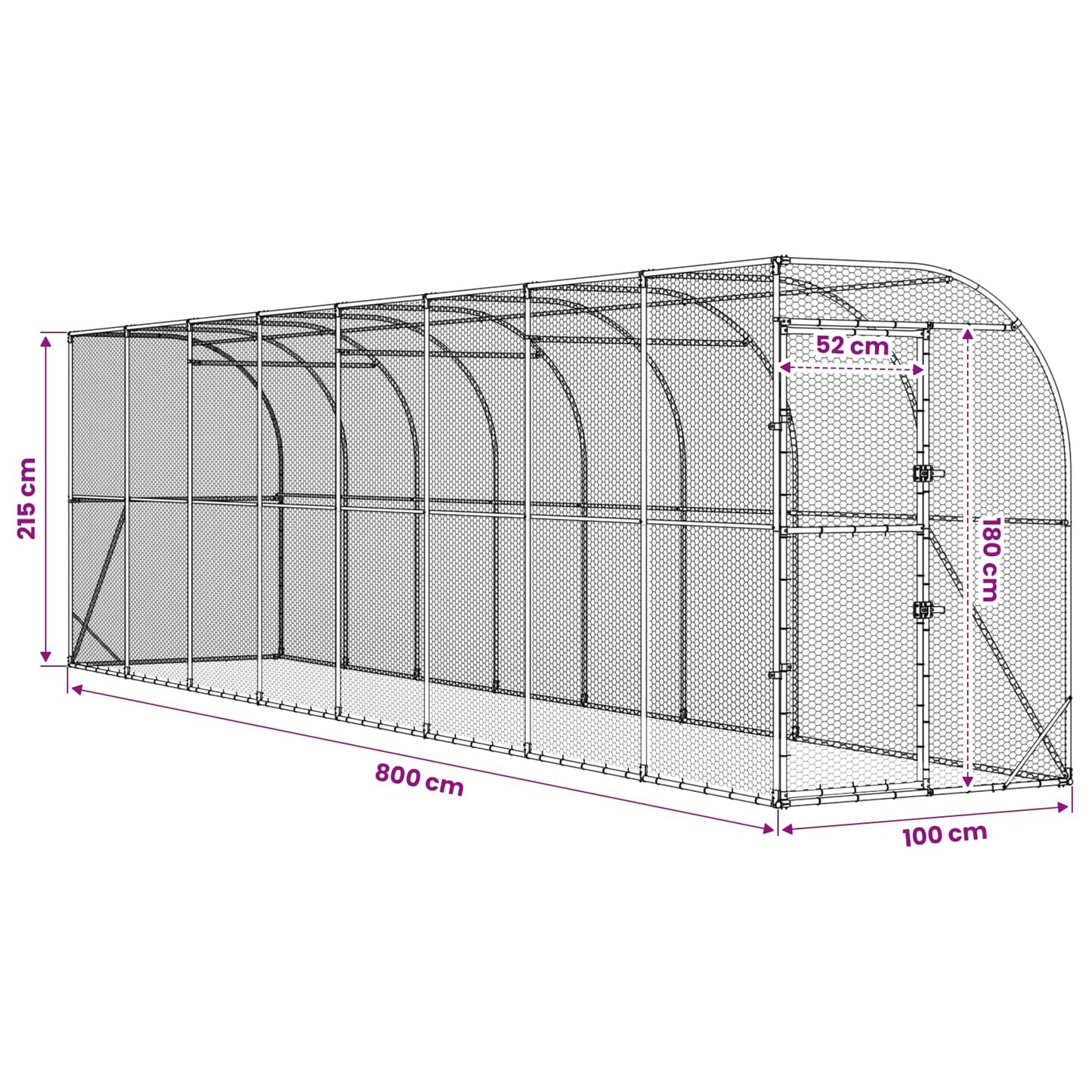 Hønsehus Mod Væg Sølv 600 x 150 x 215 cm Galvaniseret stål