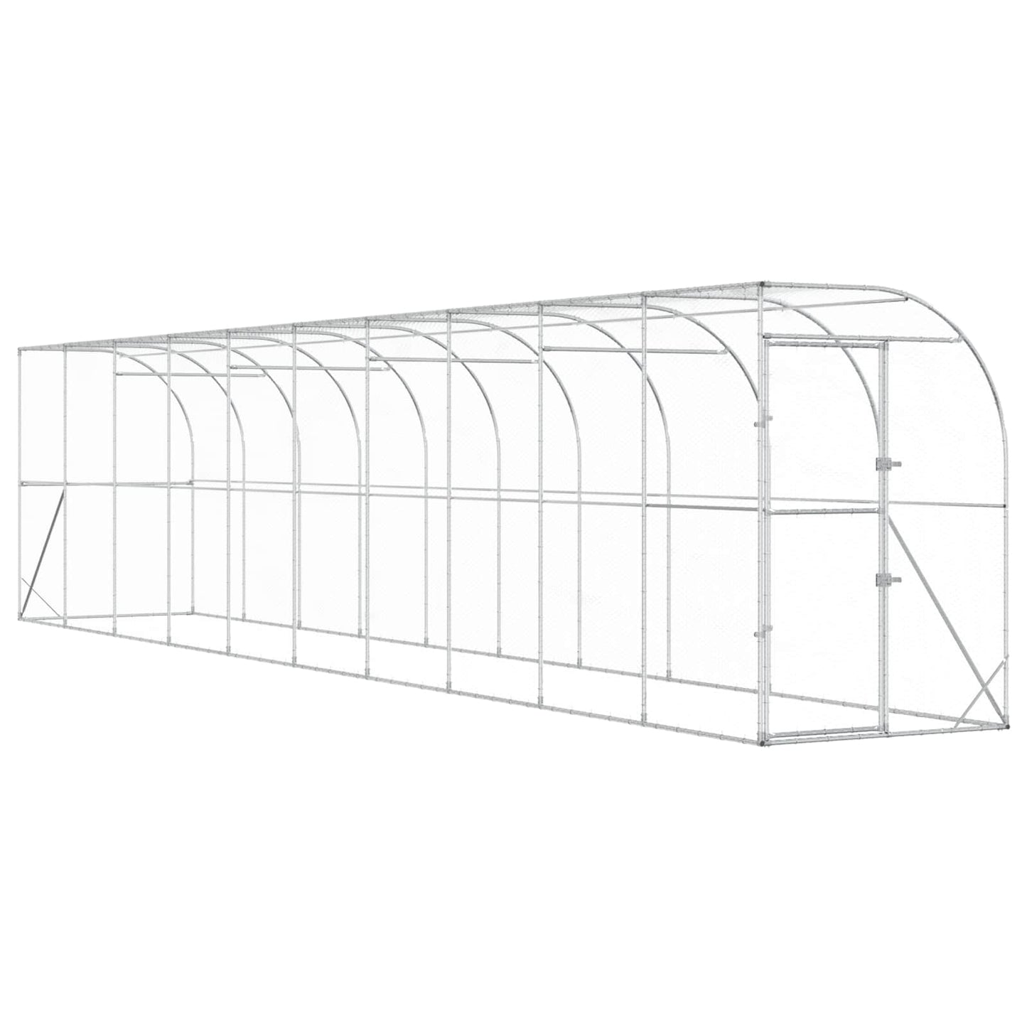 Hønsehus Mod Væg Sølv 600 x 150 x 215 cm Galvaniseret stål