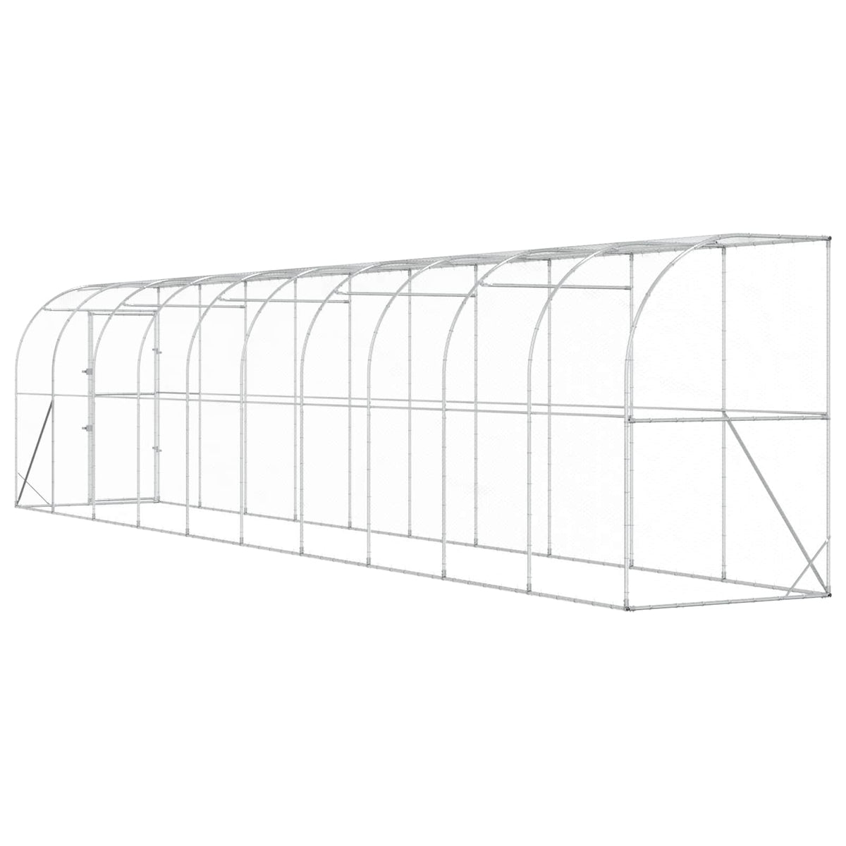 Hønsehus Mod Væg Sølv 600 x 150 x 215 cm Galvaniseret stål