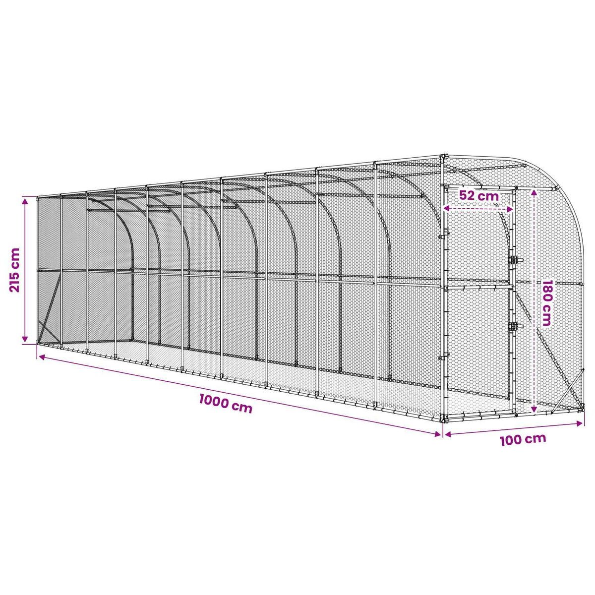 Hønsehus Mod Væg Sølv 600 x 150 x 215 cm Galvaniseret stål