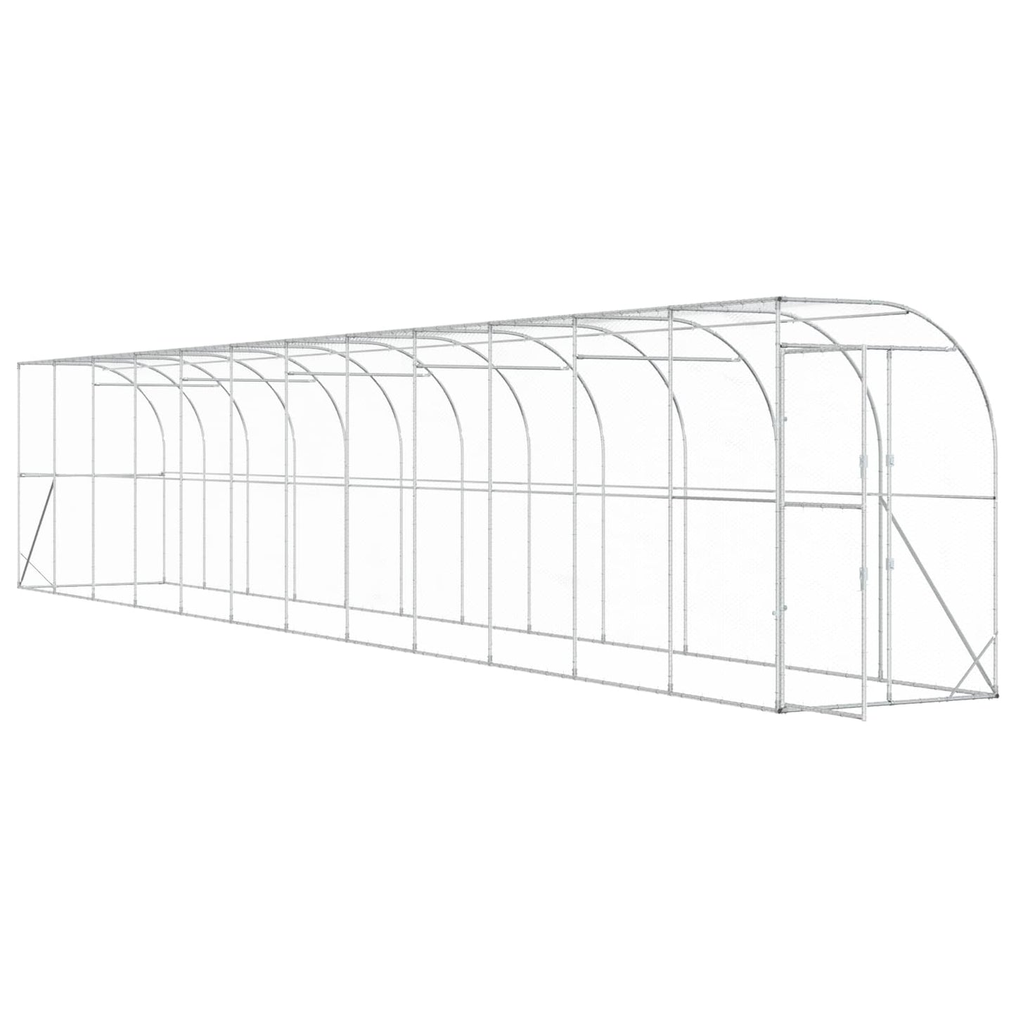 Hønsehus Mod Væg Sølv 600 x 150 x 215 cm Galvaniseret stål