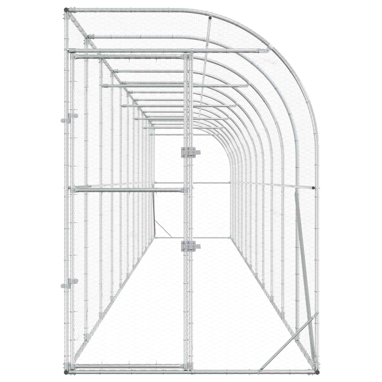 Hønsehus Mod Væg Sølv 600 x 150 x 215 cm Galvaniseret stål