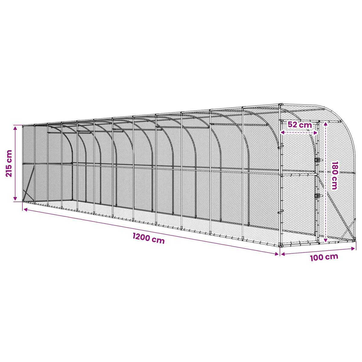 Hønsehus Mod Væg Sølv 600 x 150 x 215 cm Galvaniseret stål