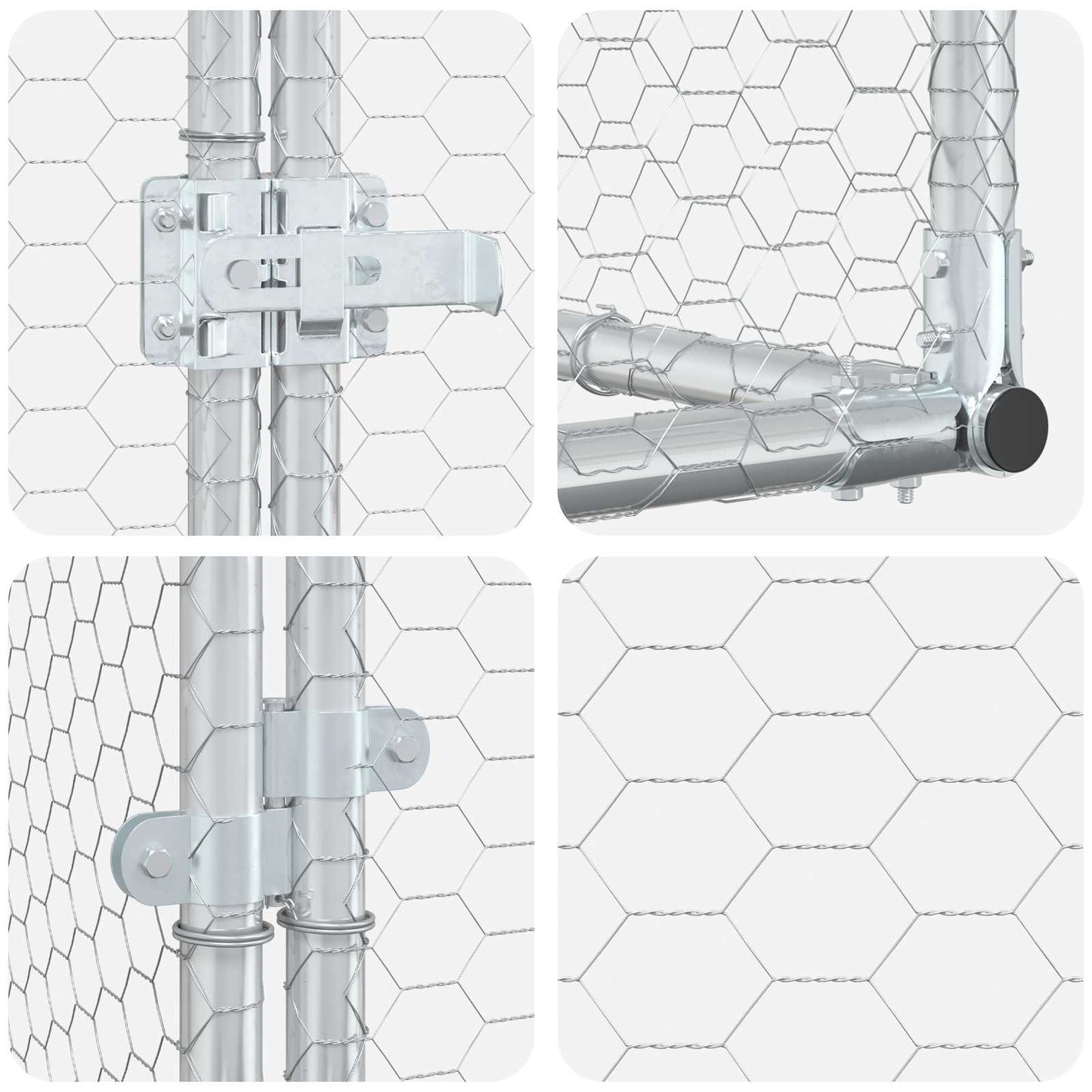 Hønsehus Mod Væg Sølv 600 x 150 x 215 cm Galvaniseret stål