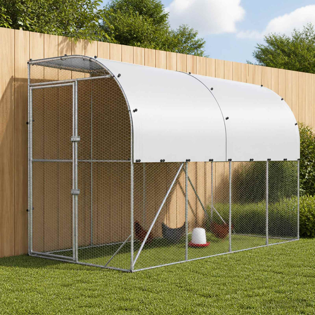 Hønsehus Mod Væg Sølv 600 x 150 x 215 cm Galvaniseret stål