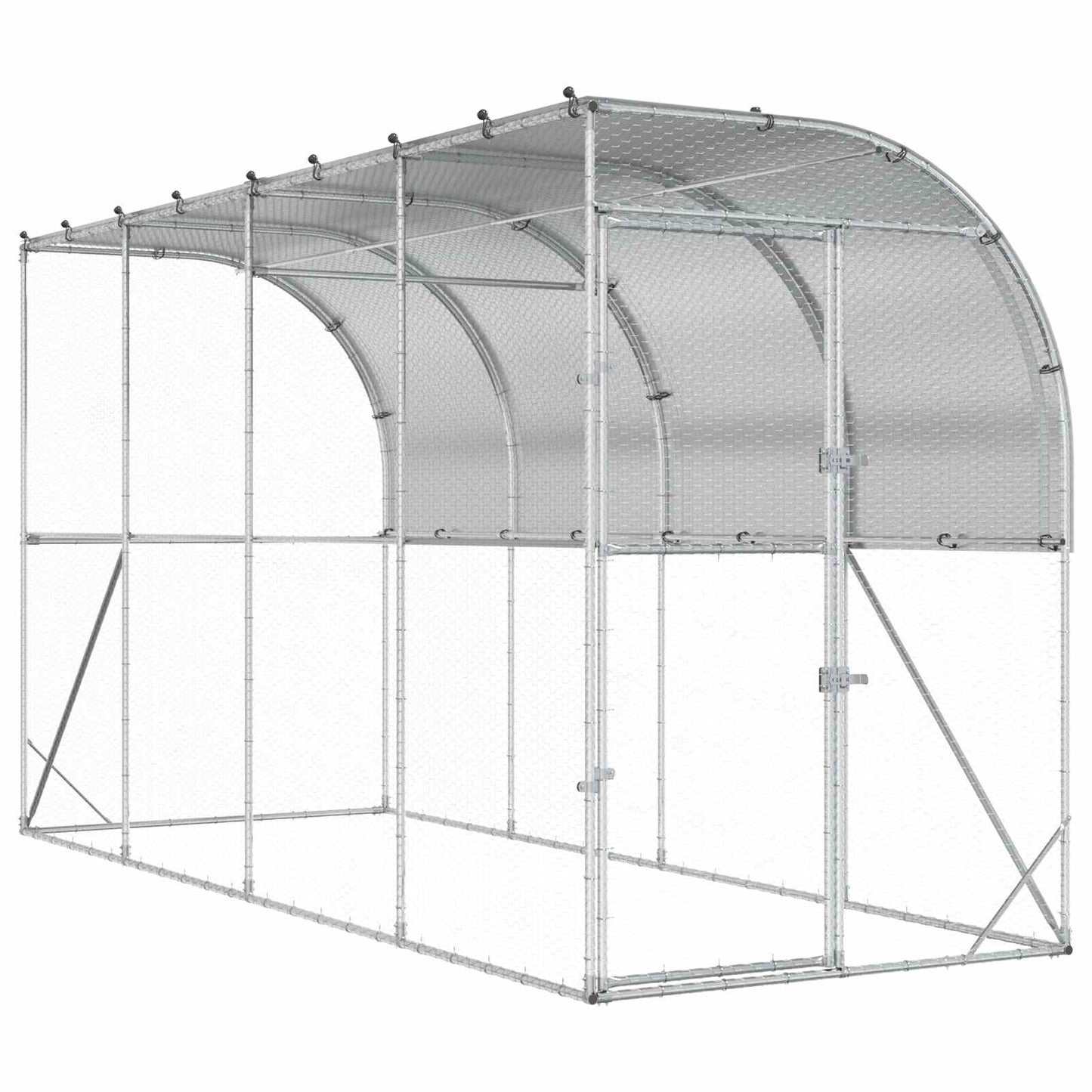 Hønsehus Mod Væg Sølv 600 x 150 x 215 cm Galvaniseret stål