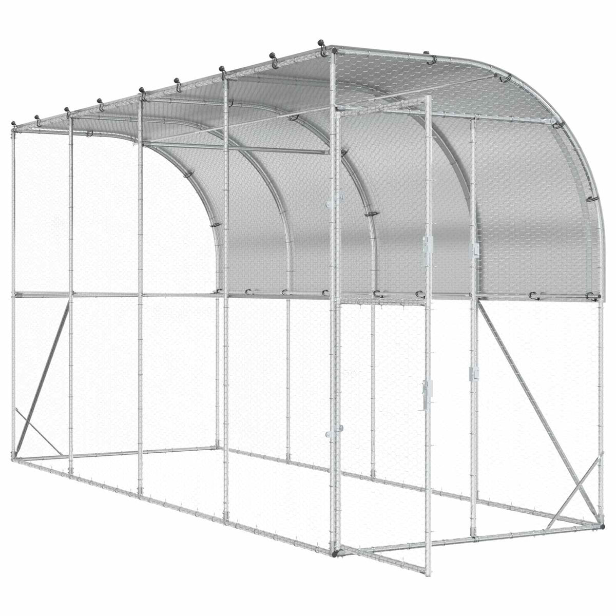 Hønsehus Mod Væg Sølv 600 x 150 x 215 cm Galvaniseret stål