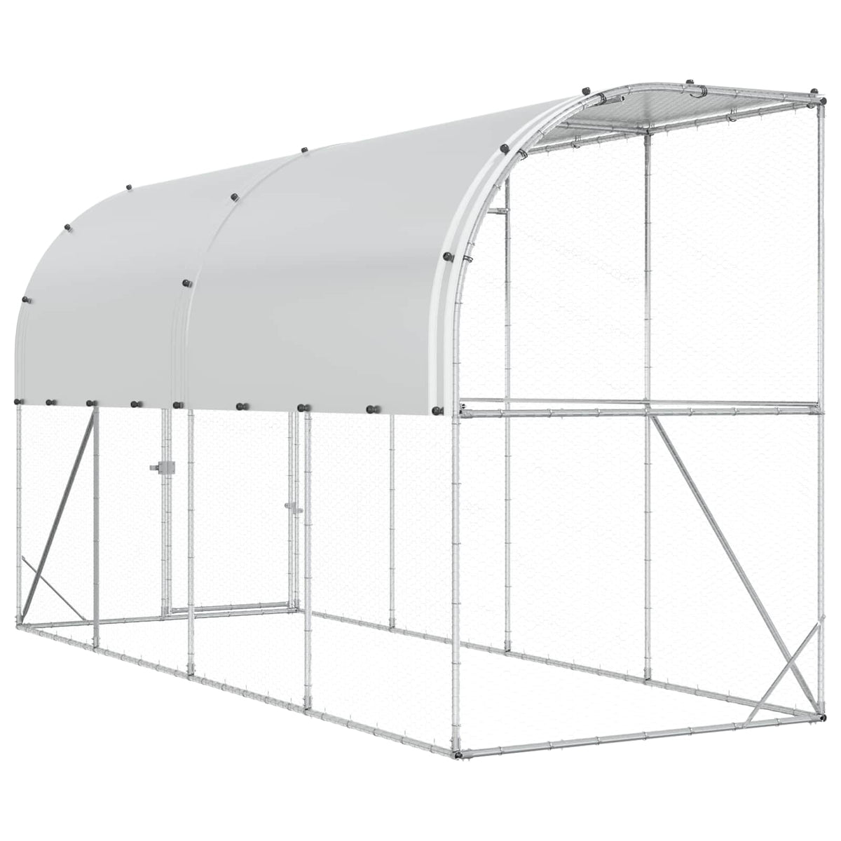 Hønsehus Mod Væg Sølv 600 x 150 x 215 cm Galvaniseret stål