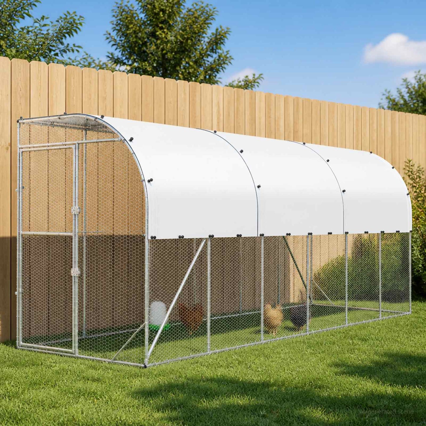 Hønsehus Mod Væg Sølv 600 x 150 x 215 cm Galvaniseret stål