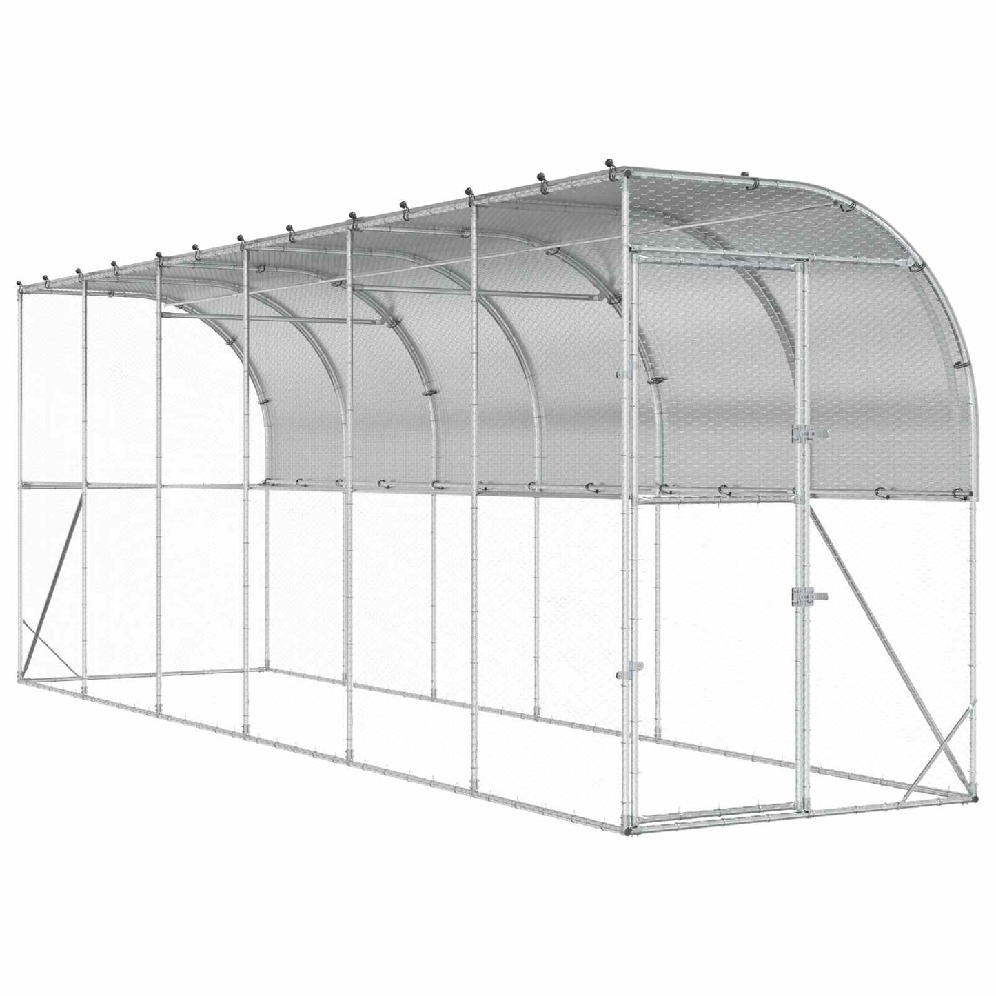 Hønsehus Mod Væg Sølv 600 x 150 x 215 cm Galvaniseret stål
