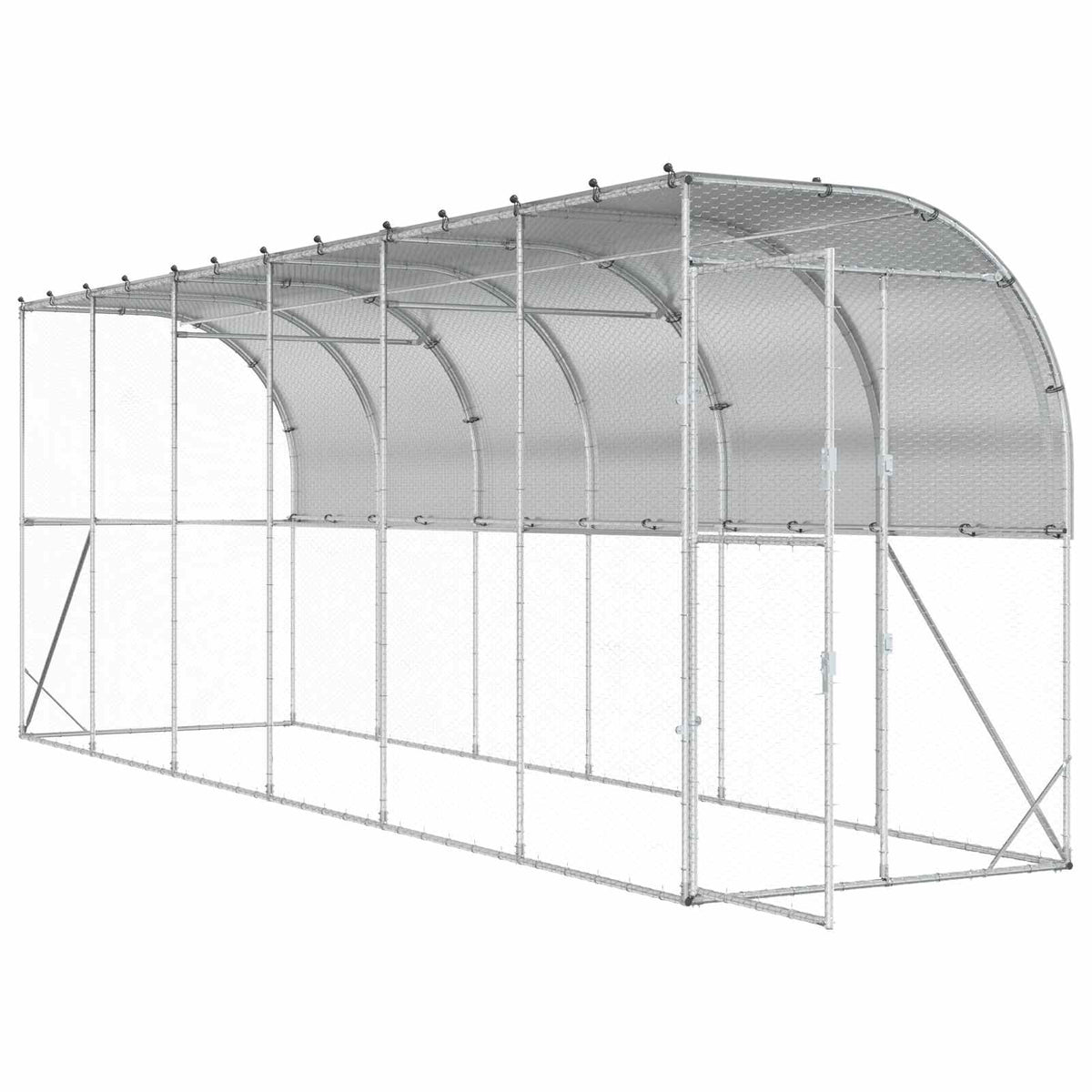 Hønsehus Mod Væg Sølv 600 x 150 x 215 cm Galvaniseret stål