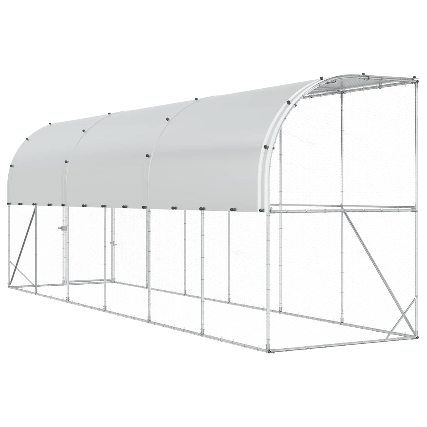 Hønsehus Mod Væg Sølv 600 x 150 x 215 cm Galvaniseret stål