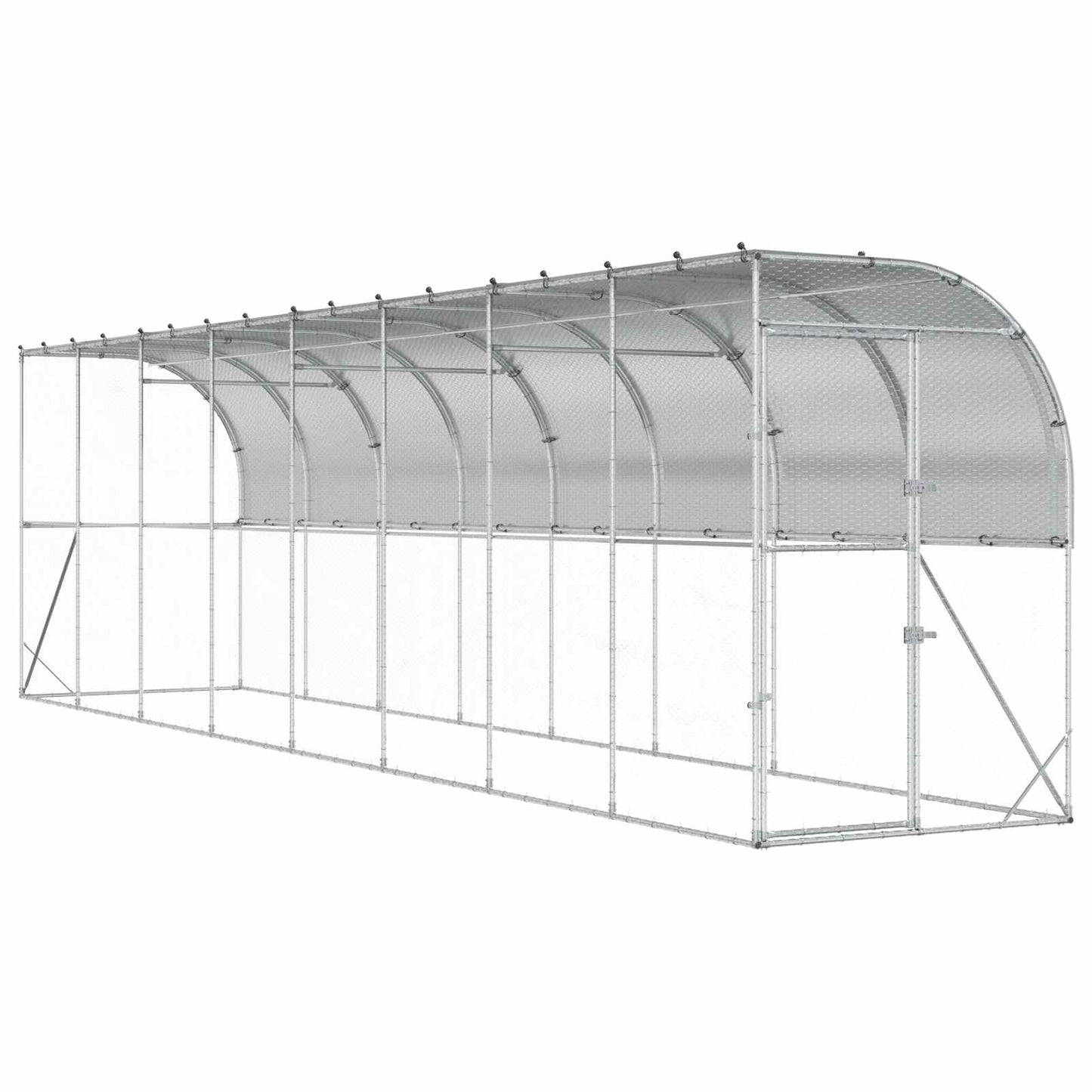 Hønsehus Mod Væg Sølv 600 x 150 x 215 cm Galvaniseret stål