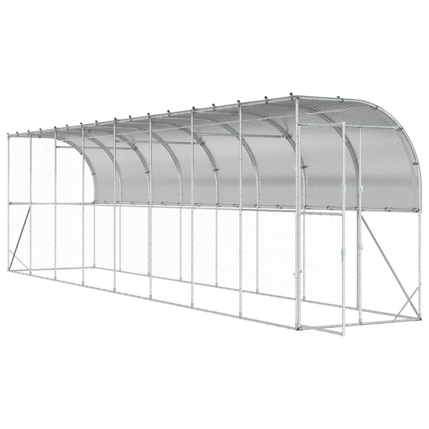 Hønsehus Mod Væg Sølv 600 x 150 x 215 cm Galvaniseret stål