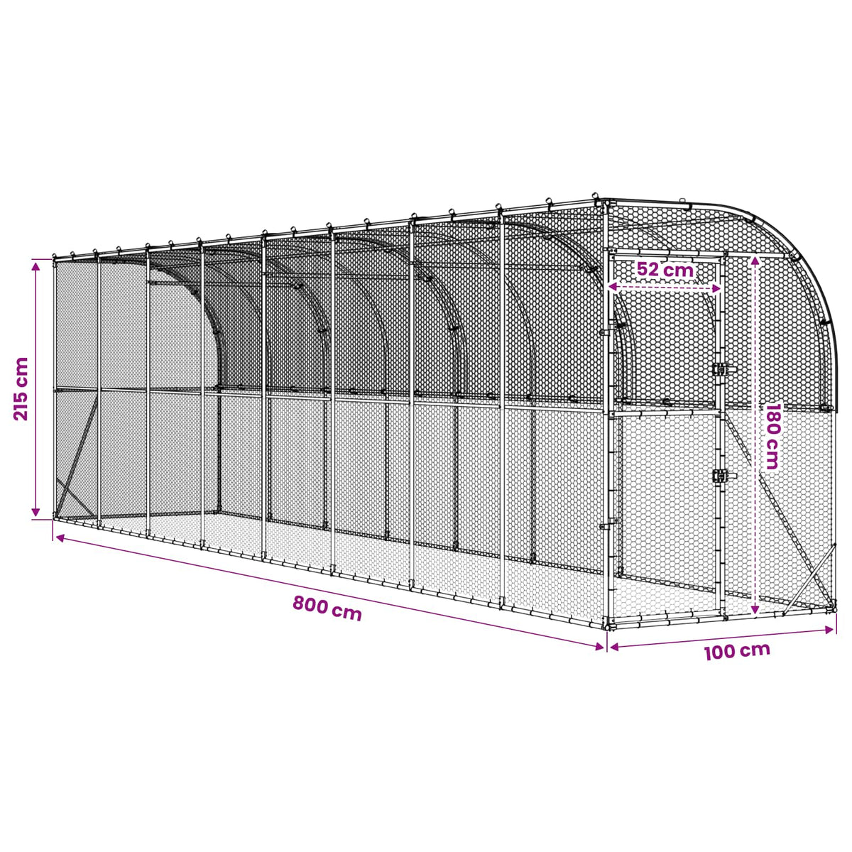 Hønsehus Mod Væg Sølv 600 x 150 x 215 cm Galvaniseret stål