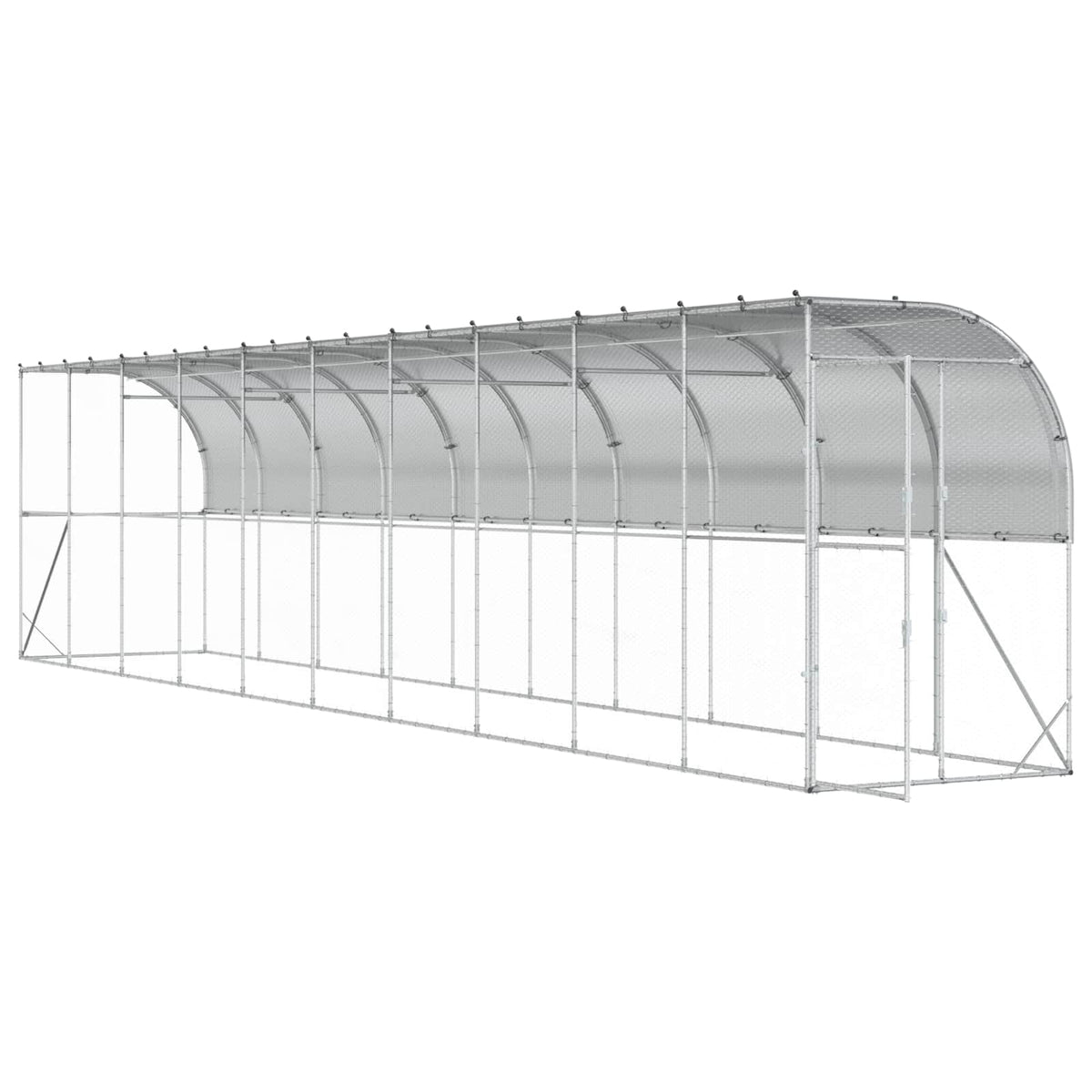 Hønsehus Mod Væg Sølv 600 x 150 x 215 cm Galvaniseret stål