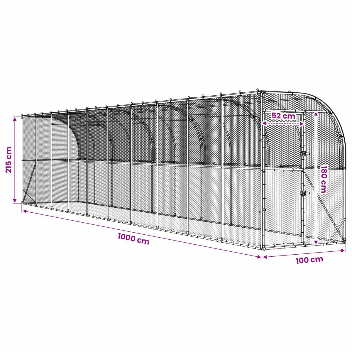 Hønsehus Mod Væg Sølv 600 x 150 x 215 cm Galvaniseret stål