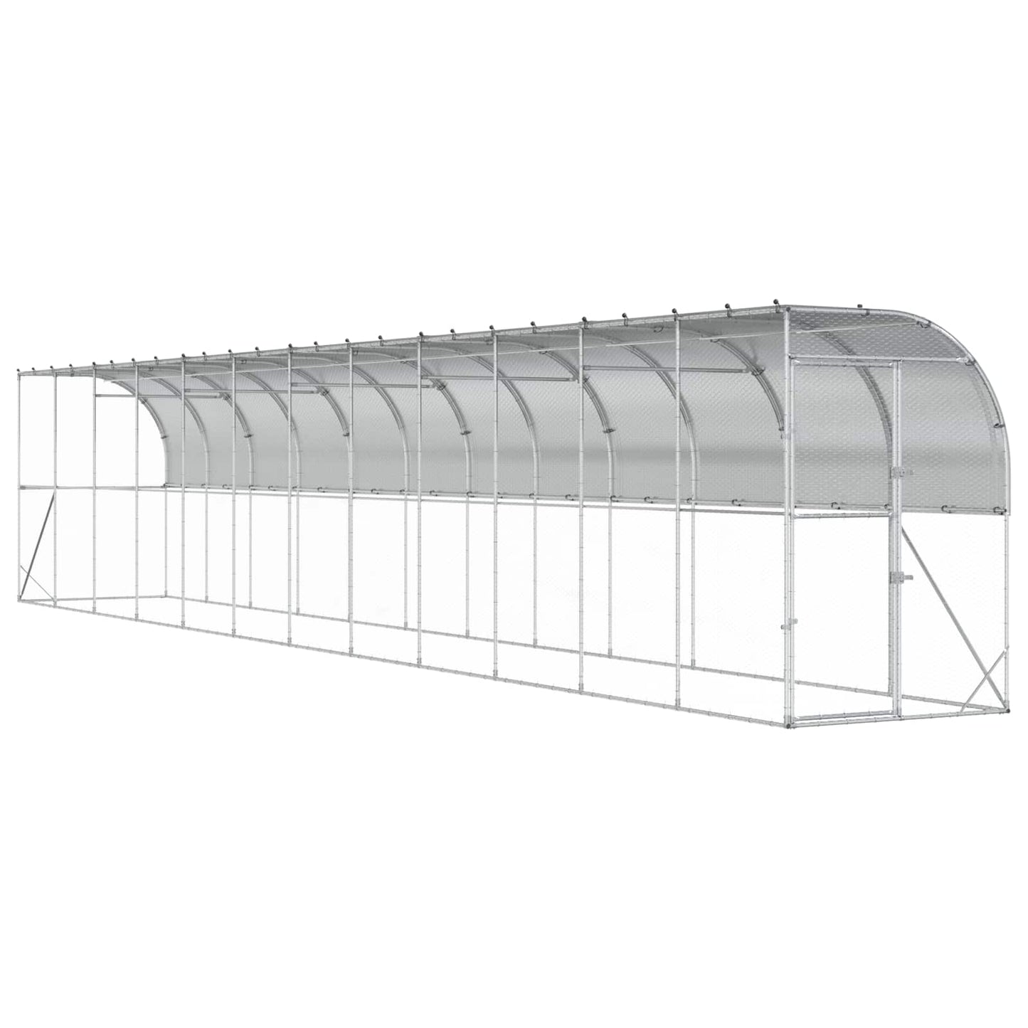 Hønsehus Mod Væg Sølv 600 x 150 x 215 cm Galvaniseret stål