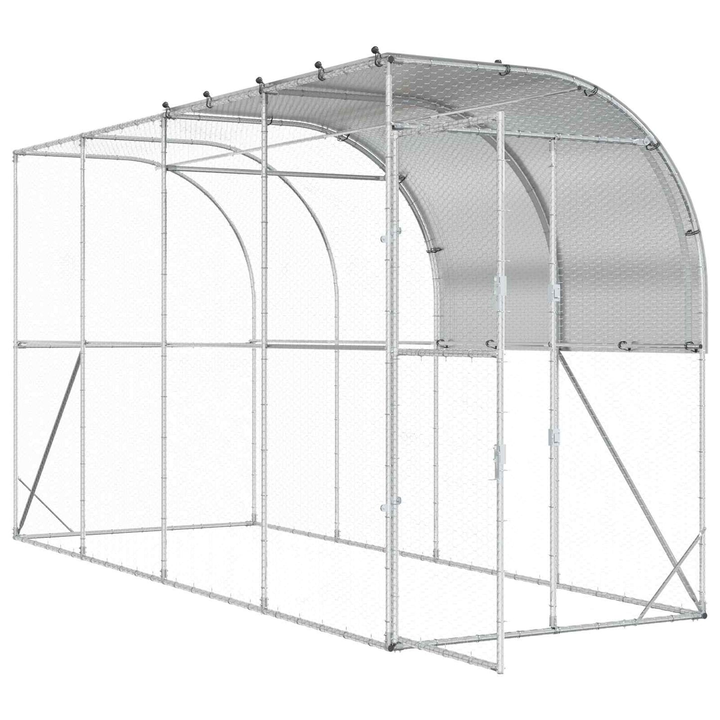Hønsehus Mod Væg Sølv 400 x 100 x 215 cm Galvaniseret stål