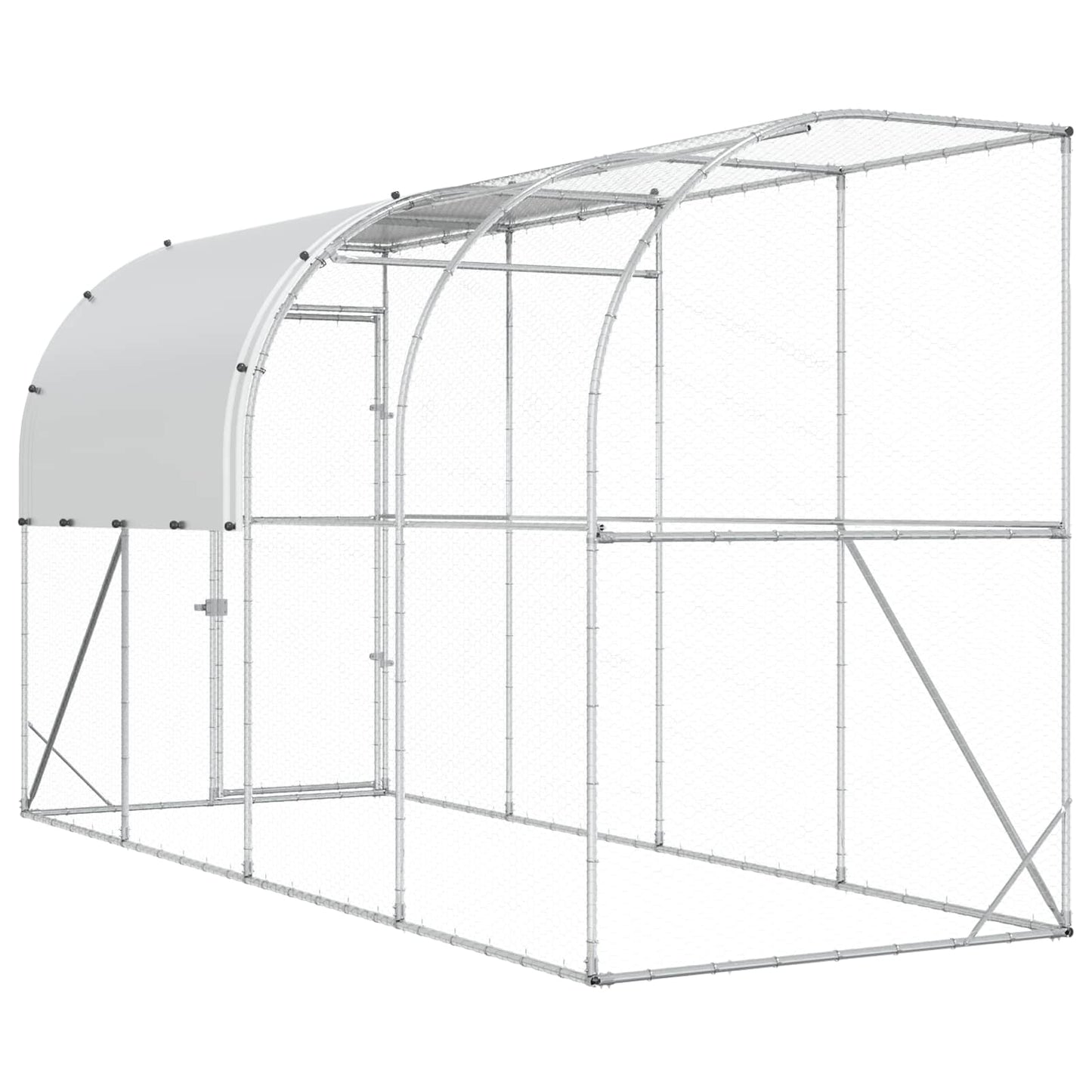 Hønsehus Mod Væg Sølv 400 x 100 x 215 cm Galvaniseret stål