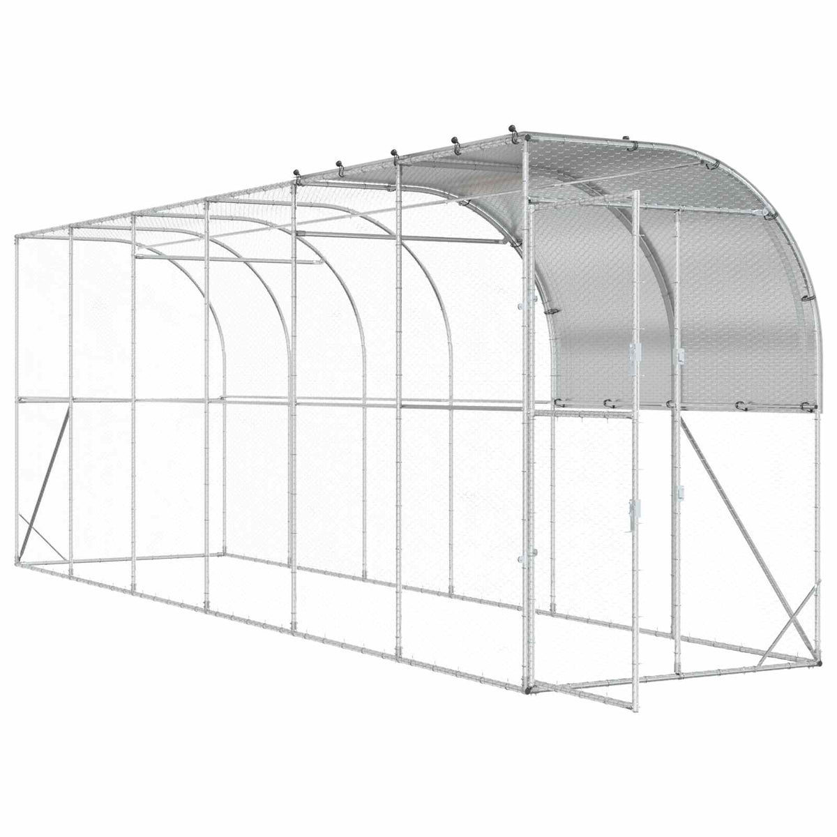 Hønsehus Mod Væg Sølv 600 x 100 x 215 cm Galvaniseret stål