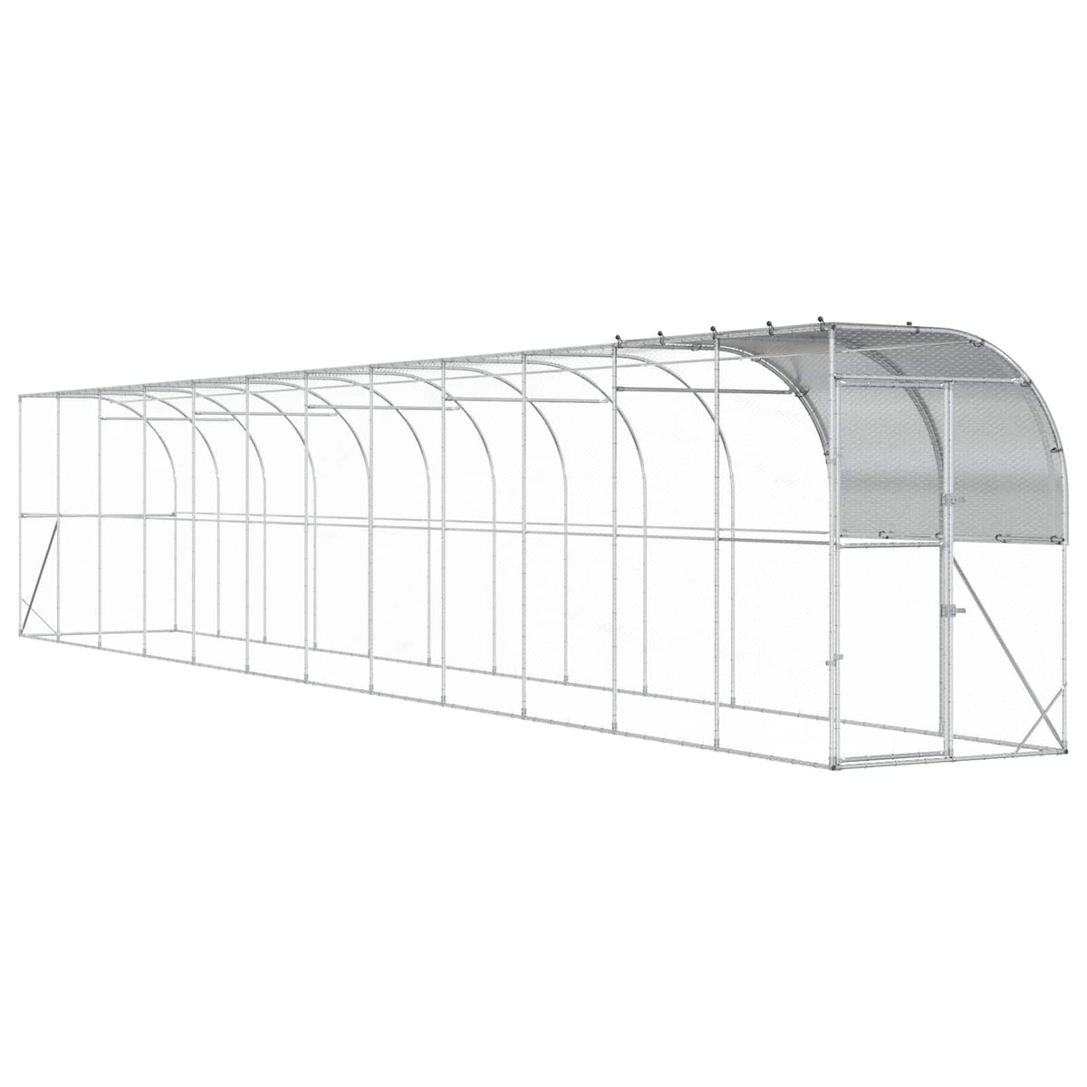 Hønsehus Mod Væg Sølv 1200 x 100 x 215 cm Galvaniseret stål