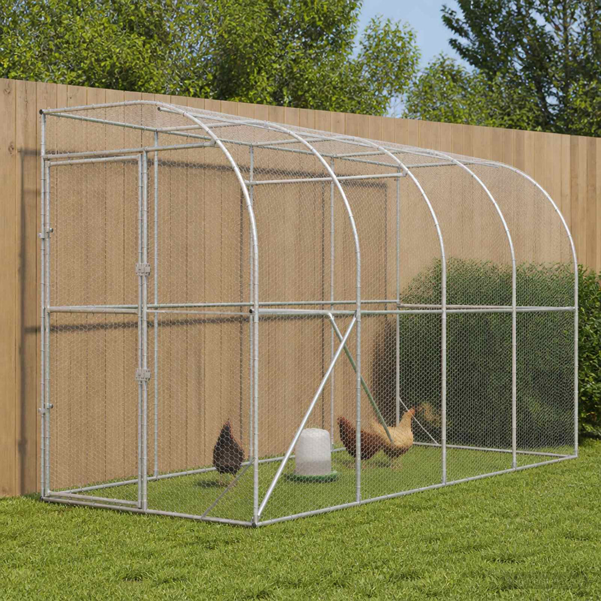 Hønsehus Mod Væg Sølv 600 x 150 x 215 cm Galvaniseret stål
