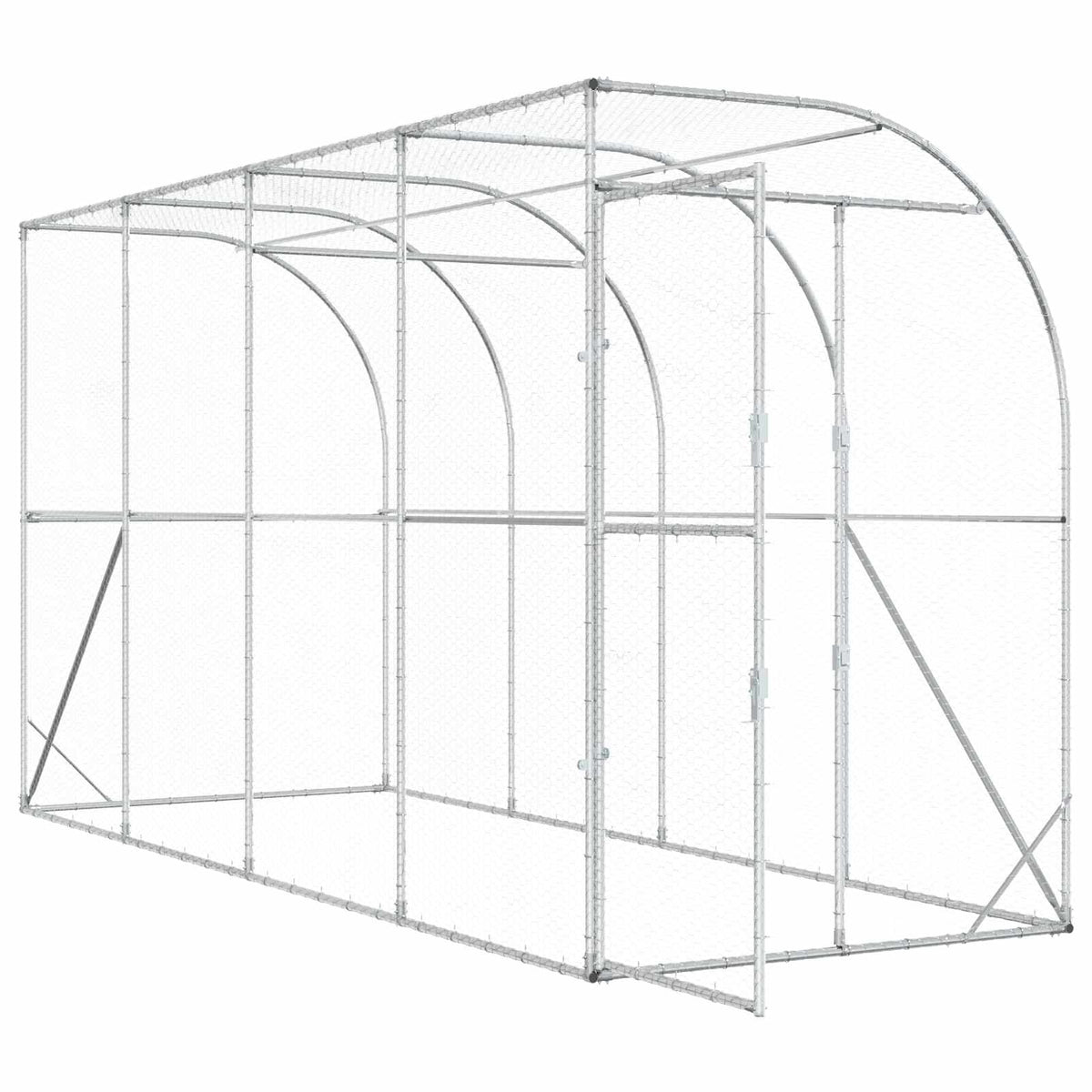 Hønsehus Mod Væg Sølv 600 x 150 x 215 cm Galvaniseret stål