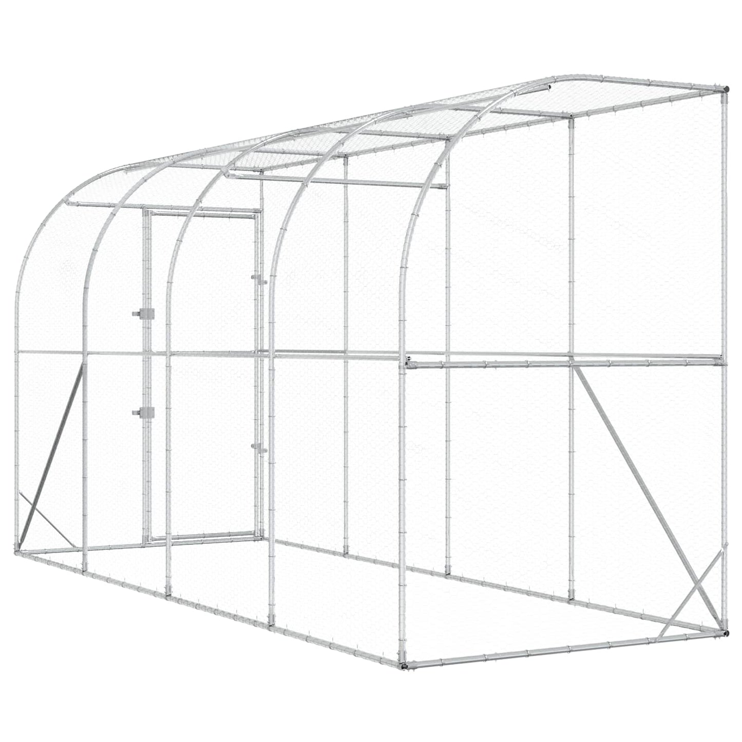 Hønsehus Mod Væg Sølv 600 x 150 x 215 cm Galvaniseret stål